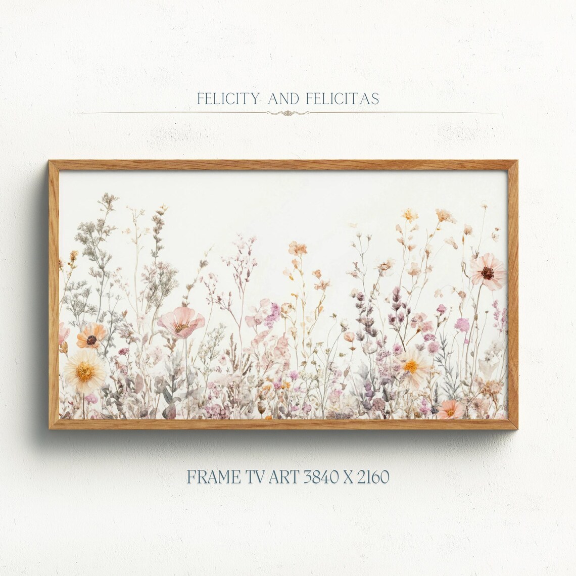 Watercolor Wildflower Field Pink Purple Blooms Soft Spring Floral Art Poster