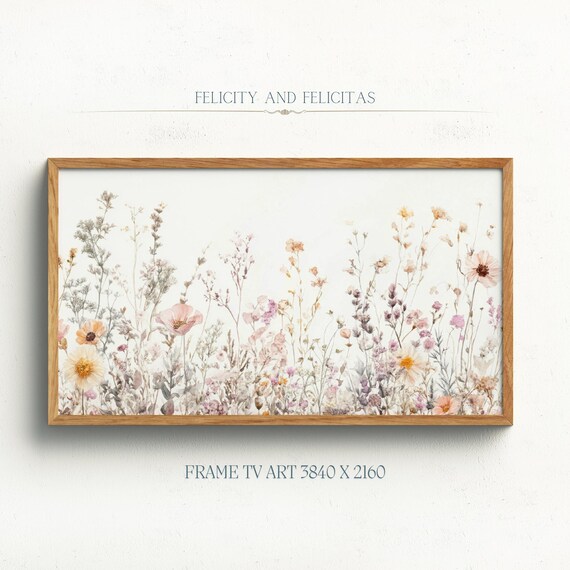 Watercolor Wildflower Field Pink Purple Blooms Soft Spring Floral Art Poster