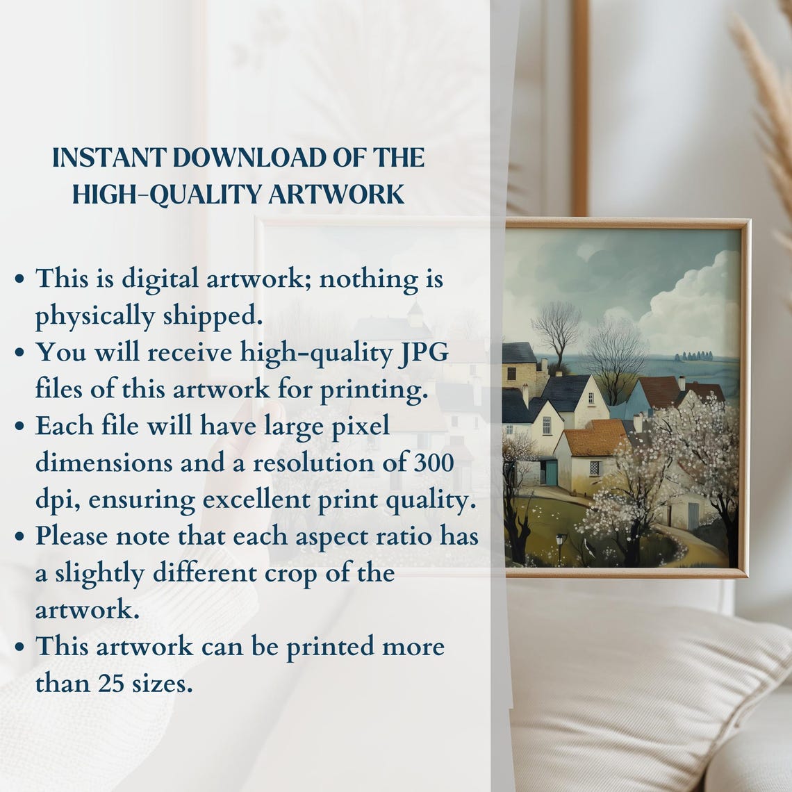 Retro Spring Village Landscape With Church Blooming Trees Poster - Image 3