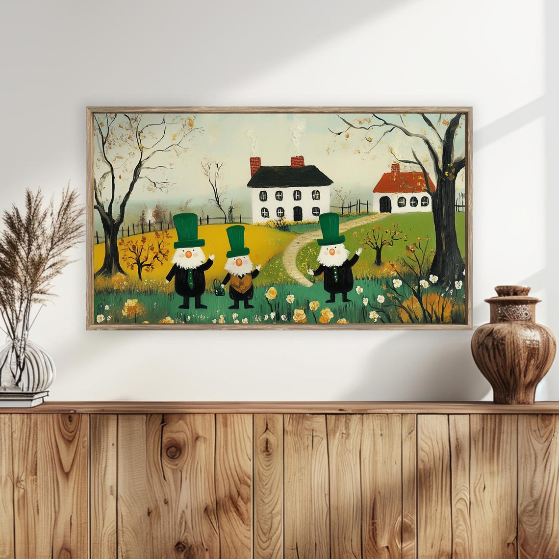 St Patricks Day Gnomes Cottage Garden Green Hats Spring Poster - Image 4