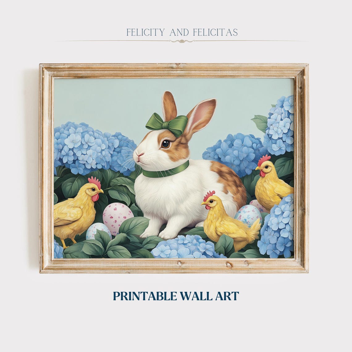 Easter Bunny Wall Art Cute Easter Springtime Art Easter Farmhouse Decor Vintage Easter Art Spring Home Decor