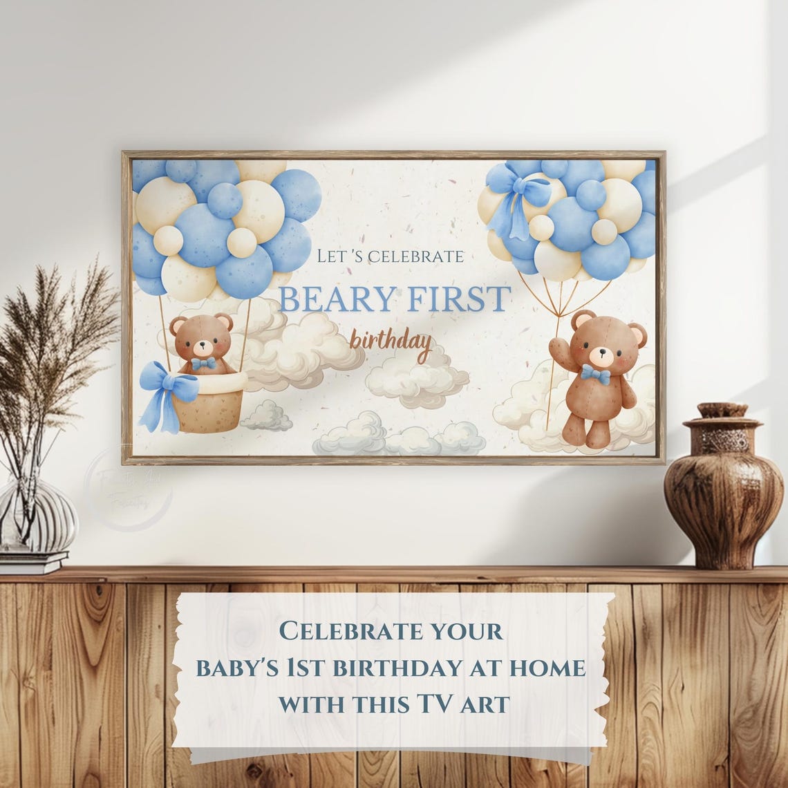 Beary First Birthday Teddy Bears Balloons Party Banner Poster - Image 5