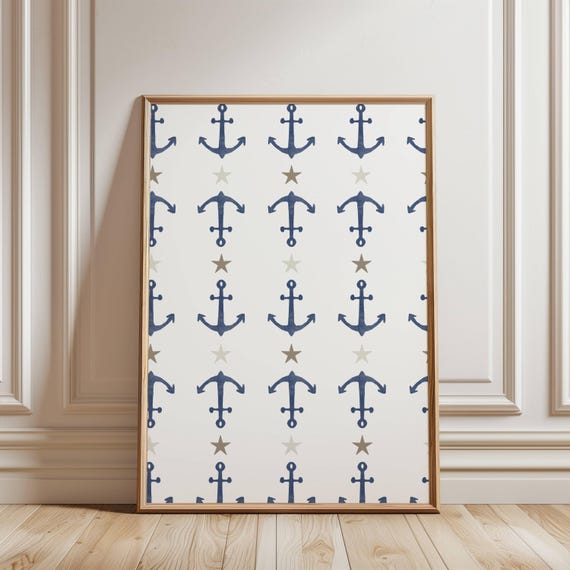 Star Anchor Coastal Print Beachy East Coast Wall Art