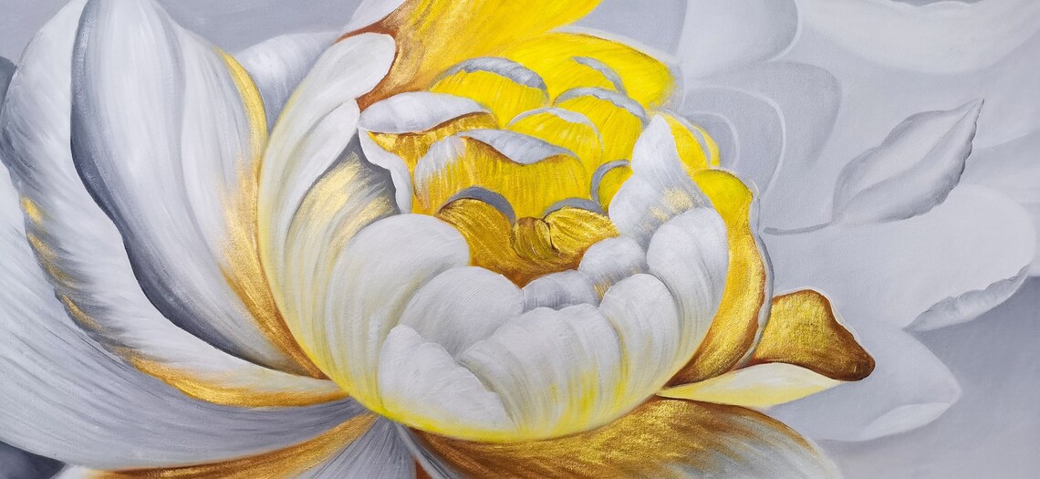 Abstract Blooming Flower Oil Painting, Wall Art Print - Image 2