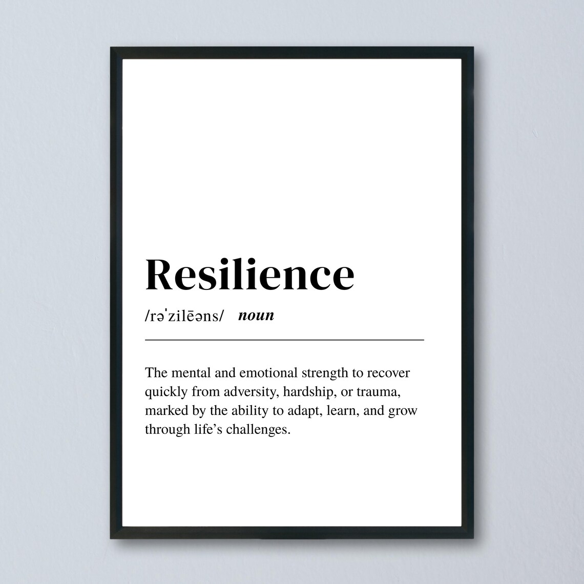 Resilience Definition Minimalist Typography Inspirational Poster
