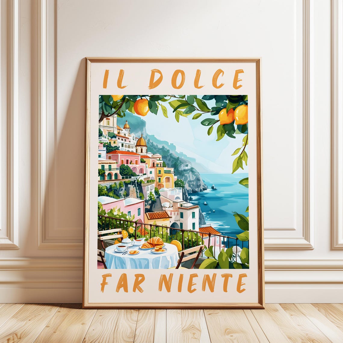 Il Dolce Far Niente Italy Coast Terrace Breakfast Travel Art Poster