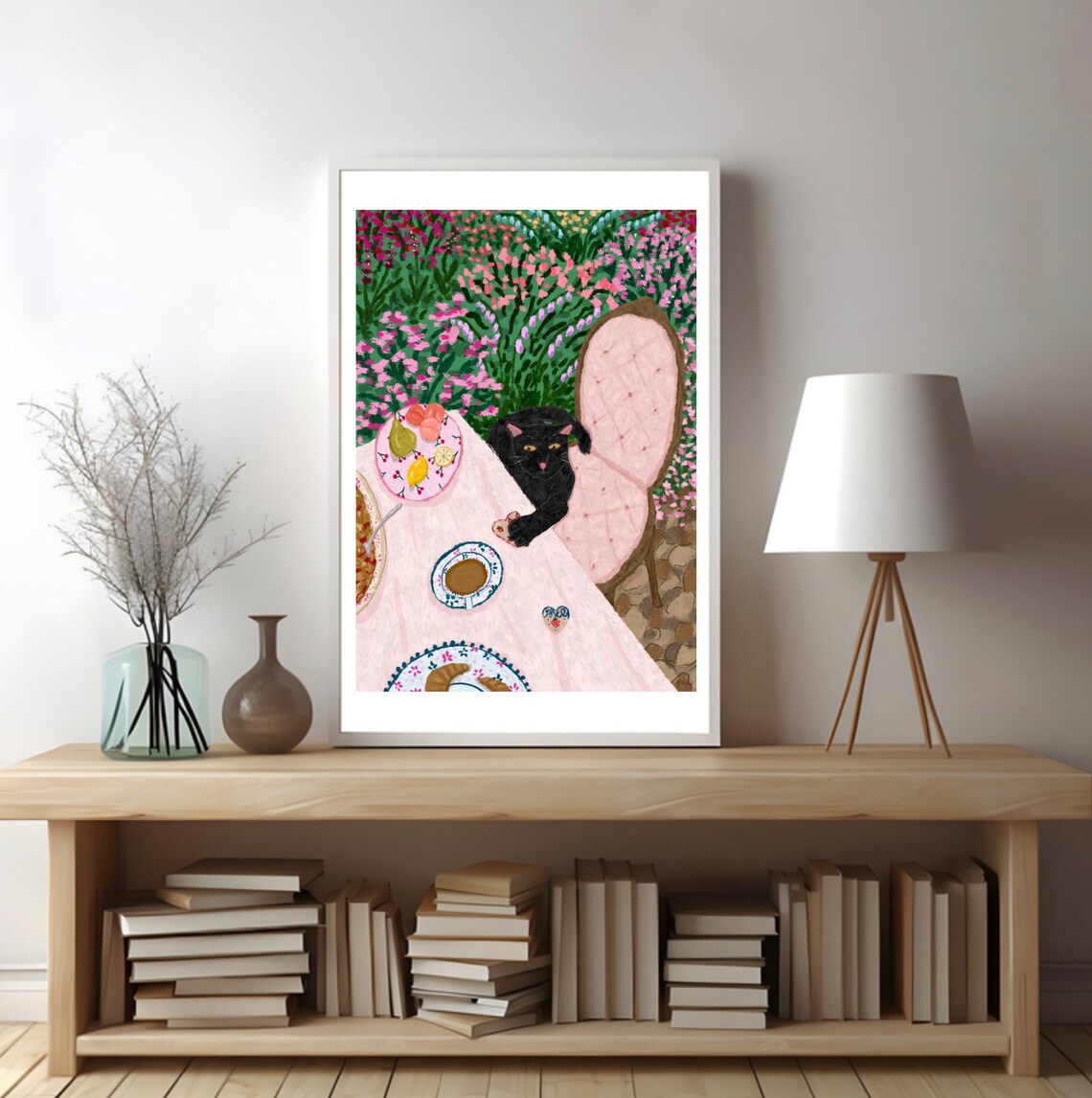 Garden Cat Print, Floral Cat Art Print - Image 6