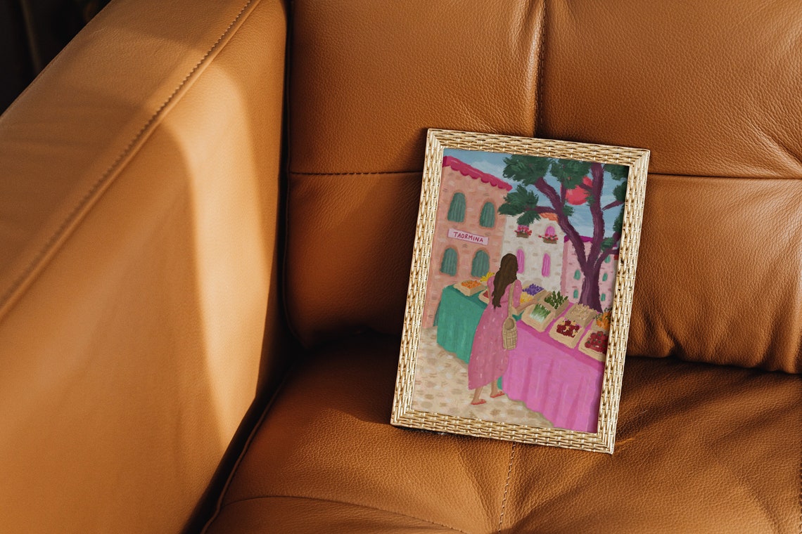 Farmers Market Taormina Sicily Travel Poster - Image 2