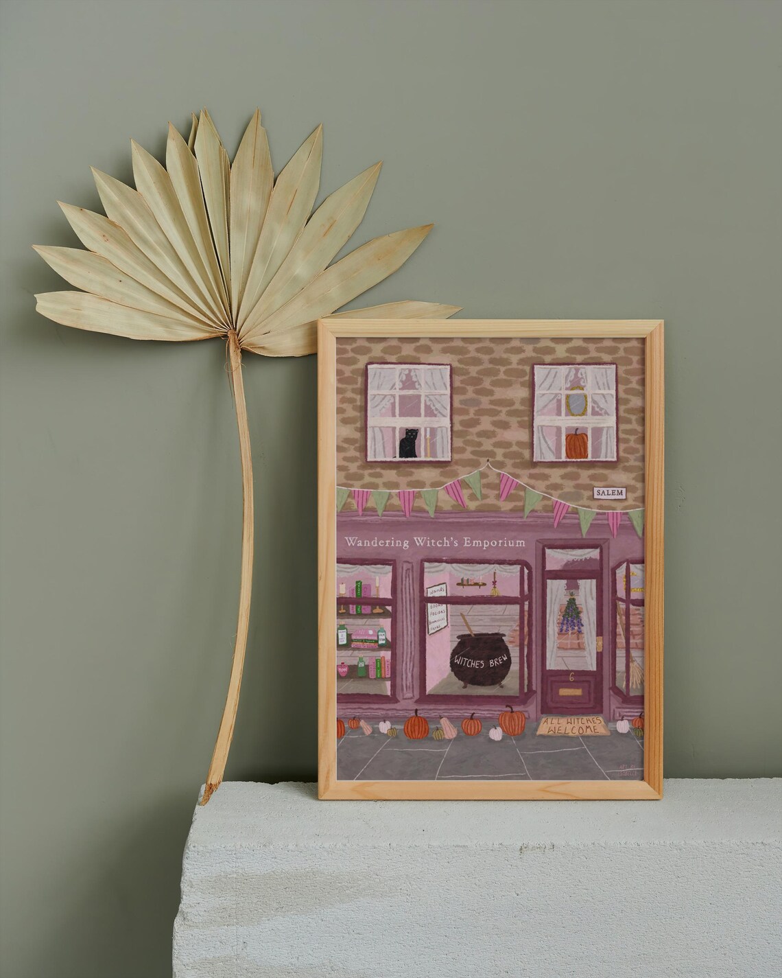 Salem Massachusetts Witch Shop, Halloween Art Print - Image 3