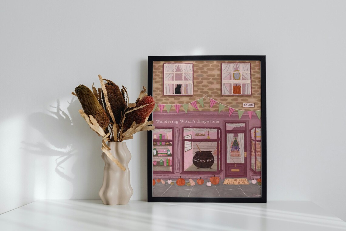 Salem Massachusetts Witch Shop, Halloween Art Print - Image 5
