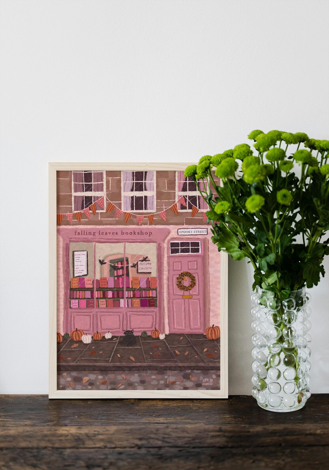 Book Shop Print, Autumn Halloween Wall Art Print - Image 4
