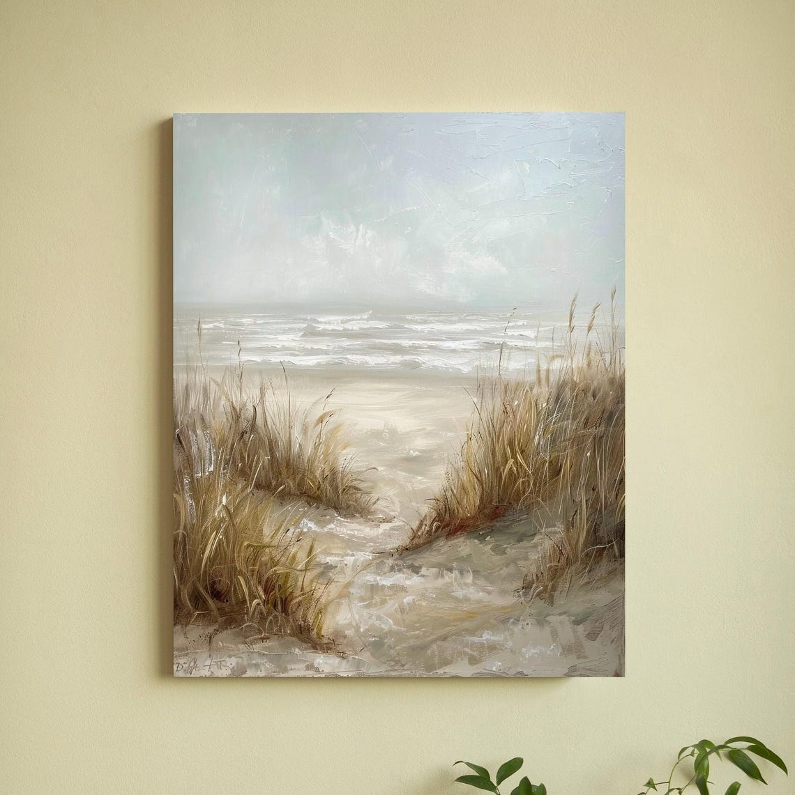 Beach Path Through Dunes and Seagrass in Soft Muted Tones Poster