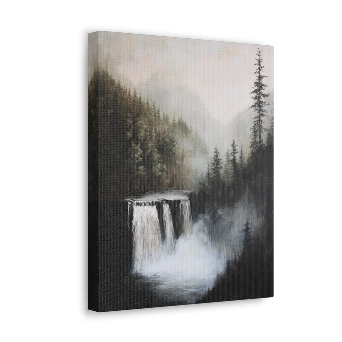 Black and White Misty Forest Waterfall Fine Art Landscape Poster - Image 4