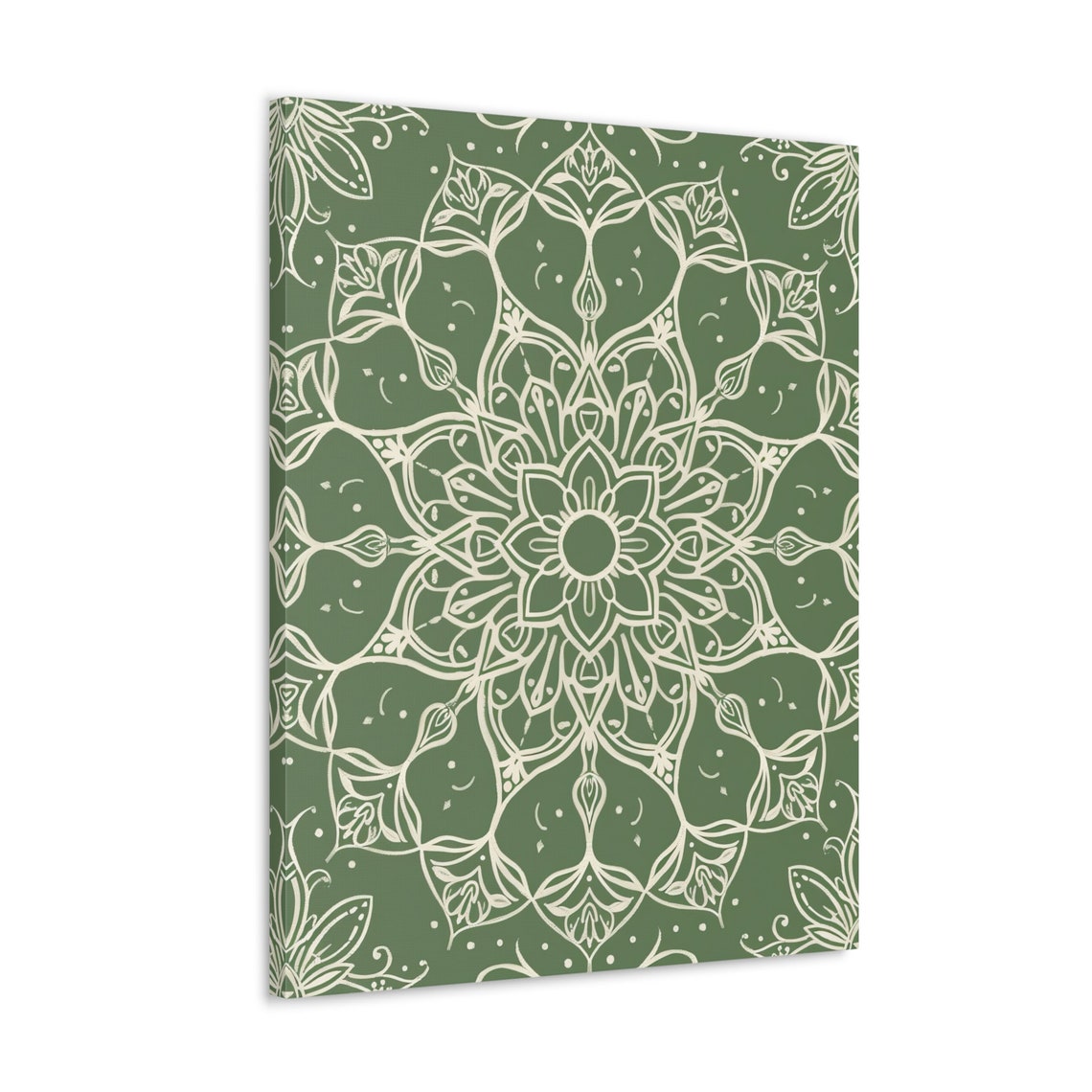 Sage Green Mandala Cream Line Art Boho Farmhouse Minimalist Poster - Image 4
