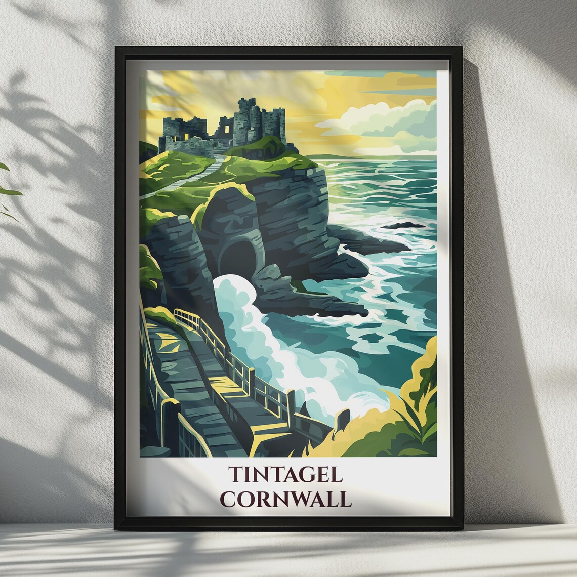 Tintagel Castle Cornwall Vintage Travel Poster