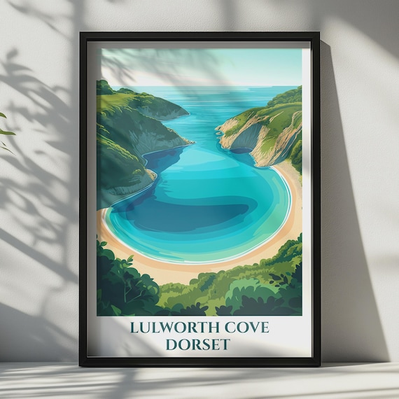 Lulworth Cove Dorset Jurassic Coast Turquoise Cove Vintage Travel Poster