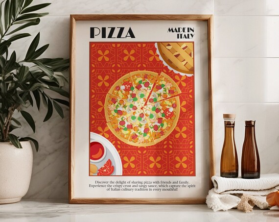 Made in Italy Pizza Retro Italian Food Kitchen Exhibition Poster