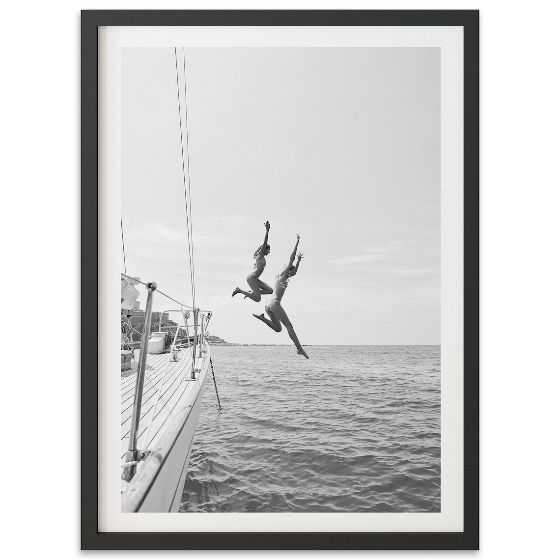 Black And White Coastal Travel Poster, Italy Beach