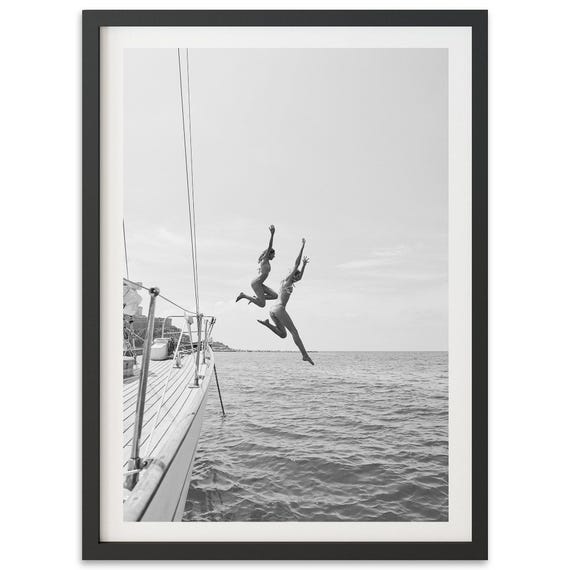 Black And White Coastal Travel Poster, Italy Beach