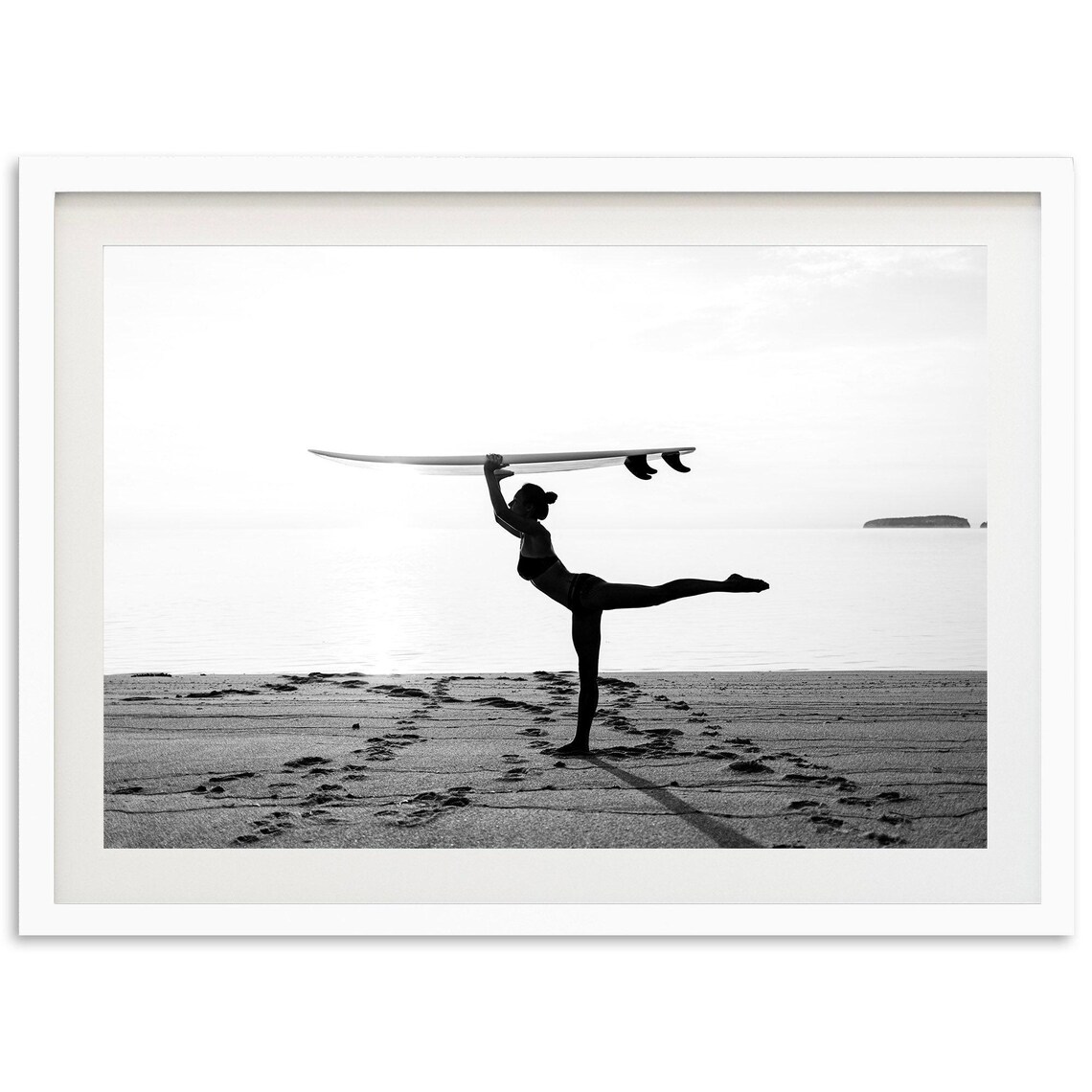Surf Print, Black and White Coastal Yoga Art