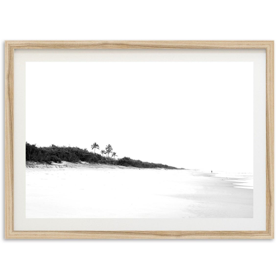 Minimalist Black and White Beach Ocean Photography Wall Poster