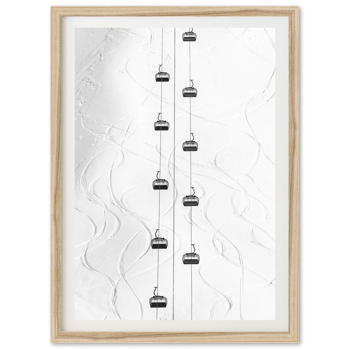 Ski Black And White Winter Snow Cabin Art Print