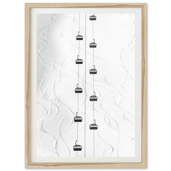 Ski Black And White Winter Snow Cabin Art Print