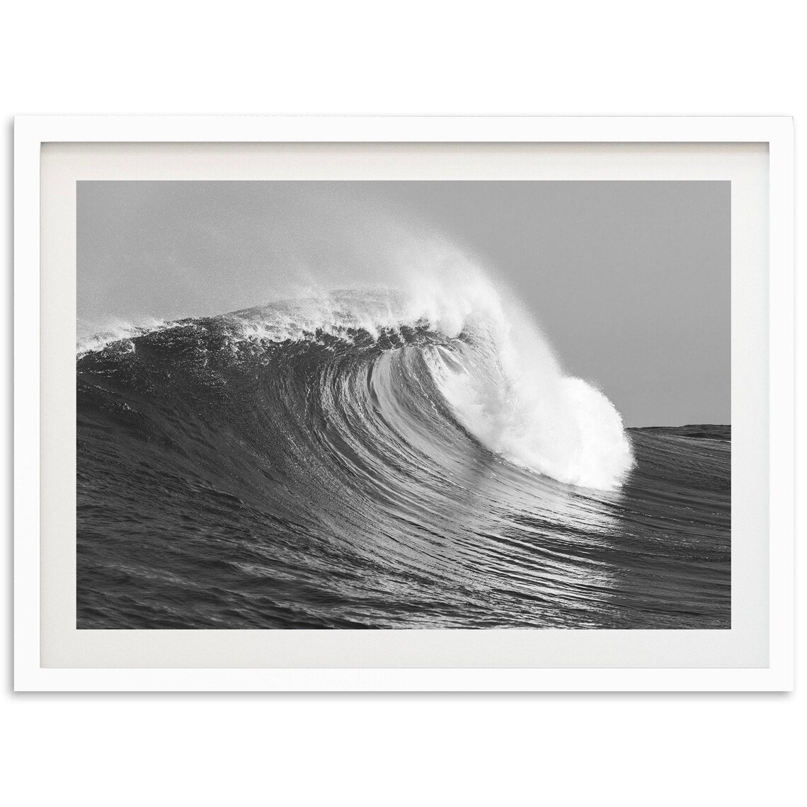 Big Wave Ocean Black and White Art Print