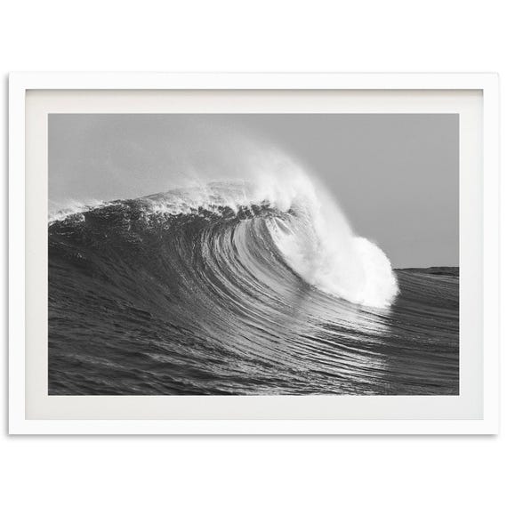 Big Wave Ocean Black and White Art Print