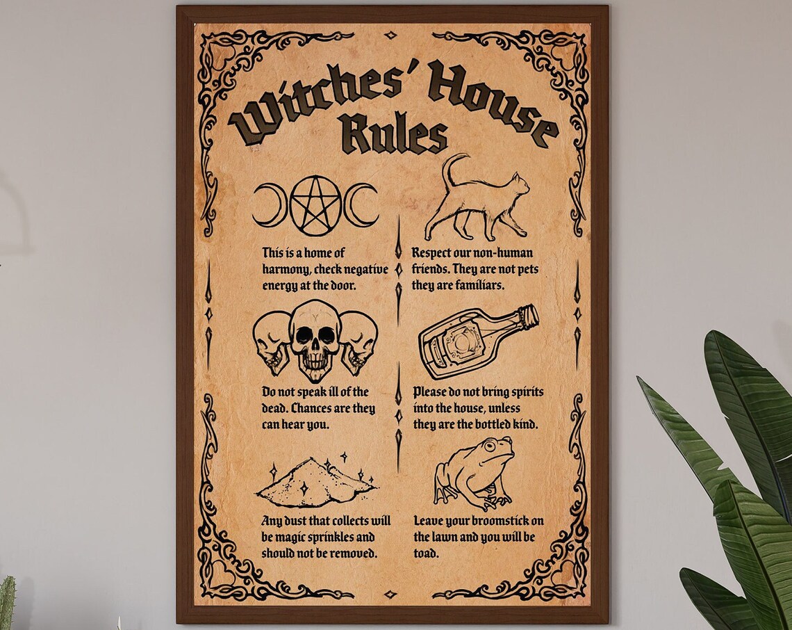 Witch's House Rules, Witchy Halloween Kitchen Poster