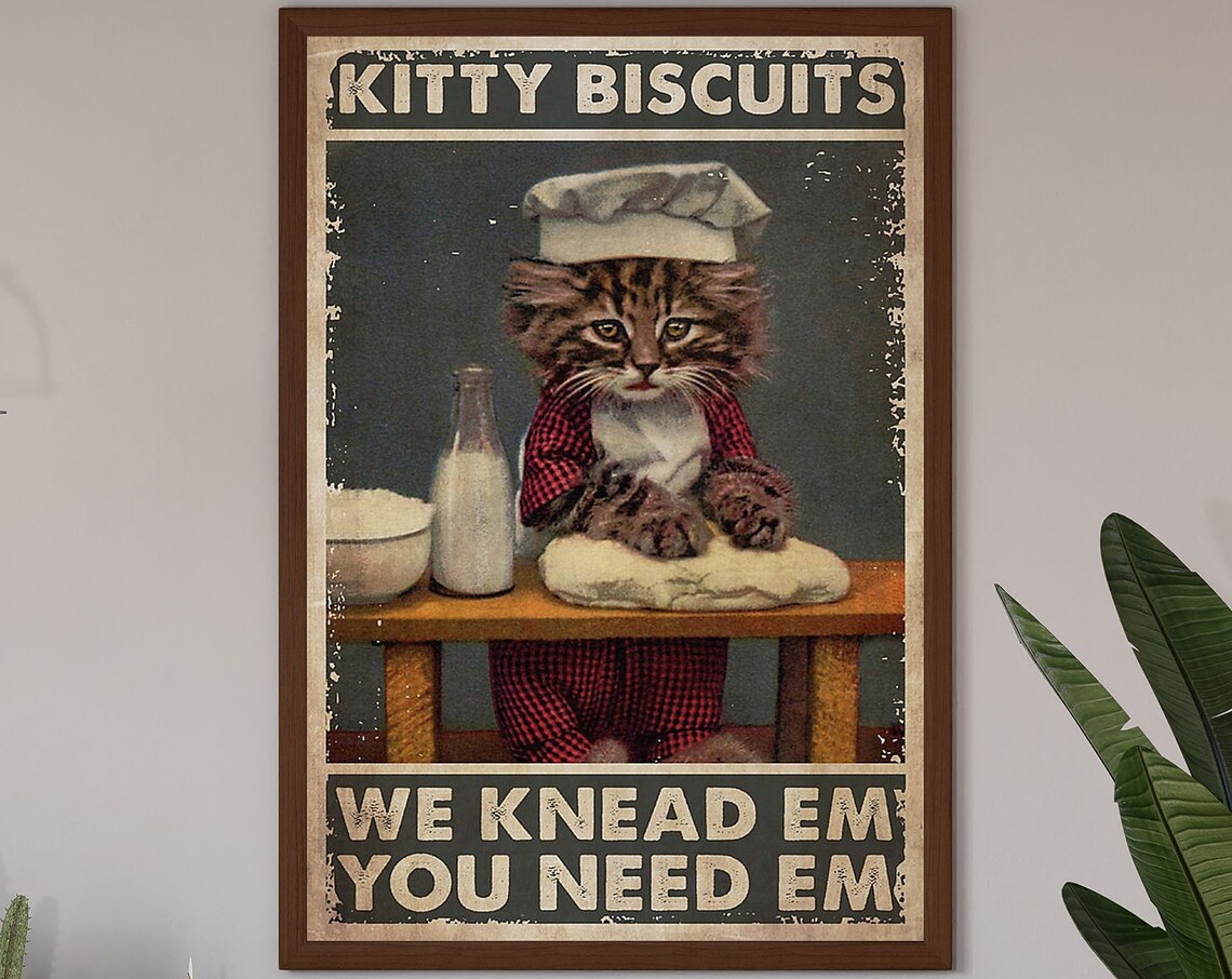 Kitty Biscuits Funny Cat Baking Kitchen Art Print