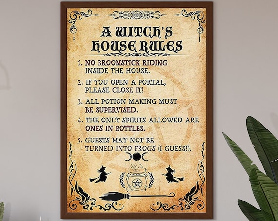 A Witch's House Rules Funny Vintage Potion And Broomstick Rules Poster