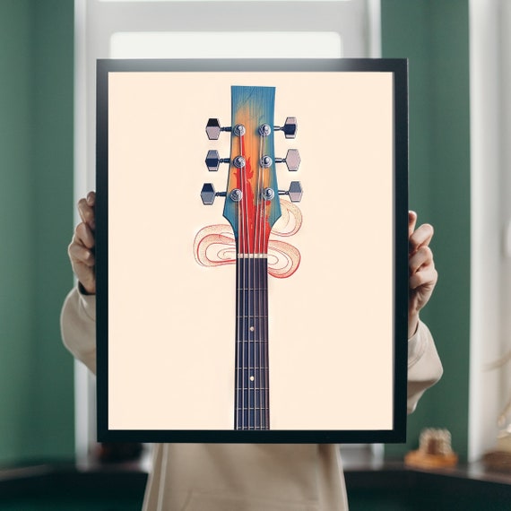 Colorful Guitar Painting Musical Instrument Photography Print Color