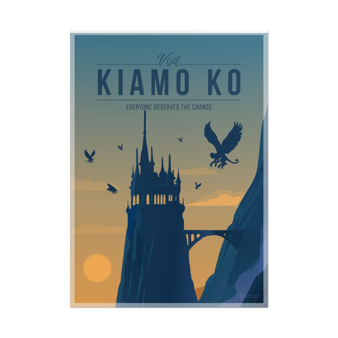 Visit Kiamo Ko Dark Castle Sunset Silhouette Fantasy Travel Poster