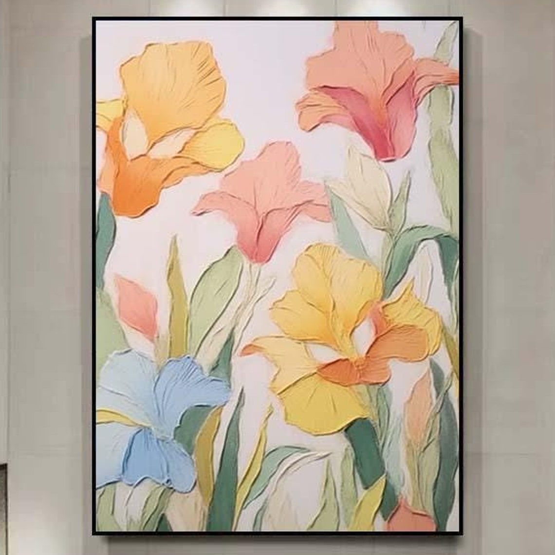 Pastel Iris Floral Impasto Painting Spring Bloom Wall Poster