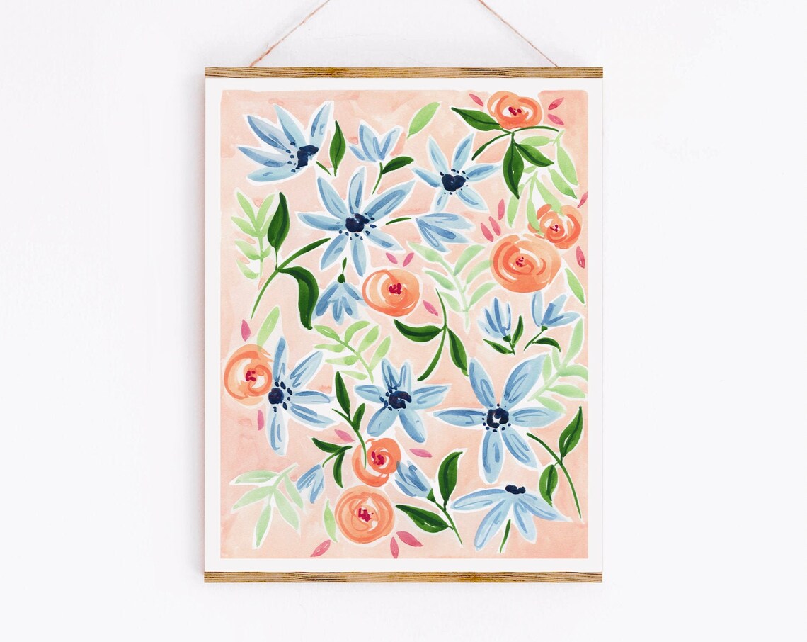 Azure Florals, Sabina Fenn Watercolor Art Print