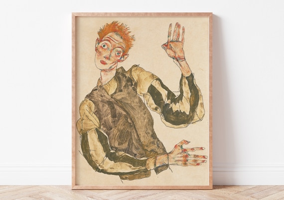 Egon Schiele Self Portrait Spread Fingers Expressionist Poster