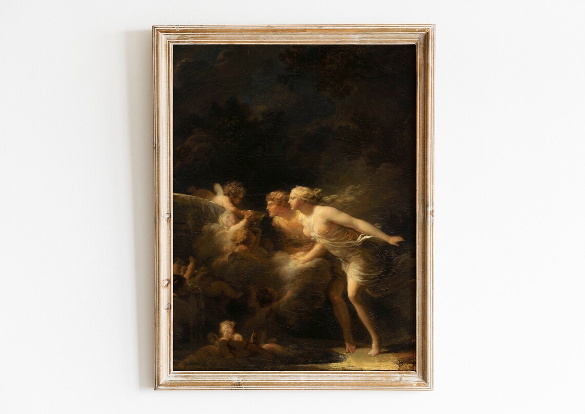 Fragonard Fountain Of Love Romantic Rococo Cherubs Classical Poster
