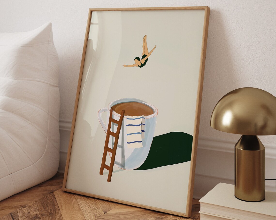 Coffee Diver Good Morning Kitchen Wall Art Print - Image 2