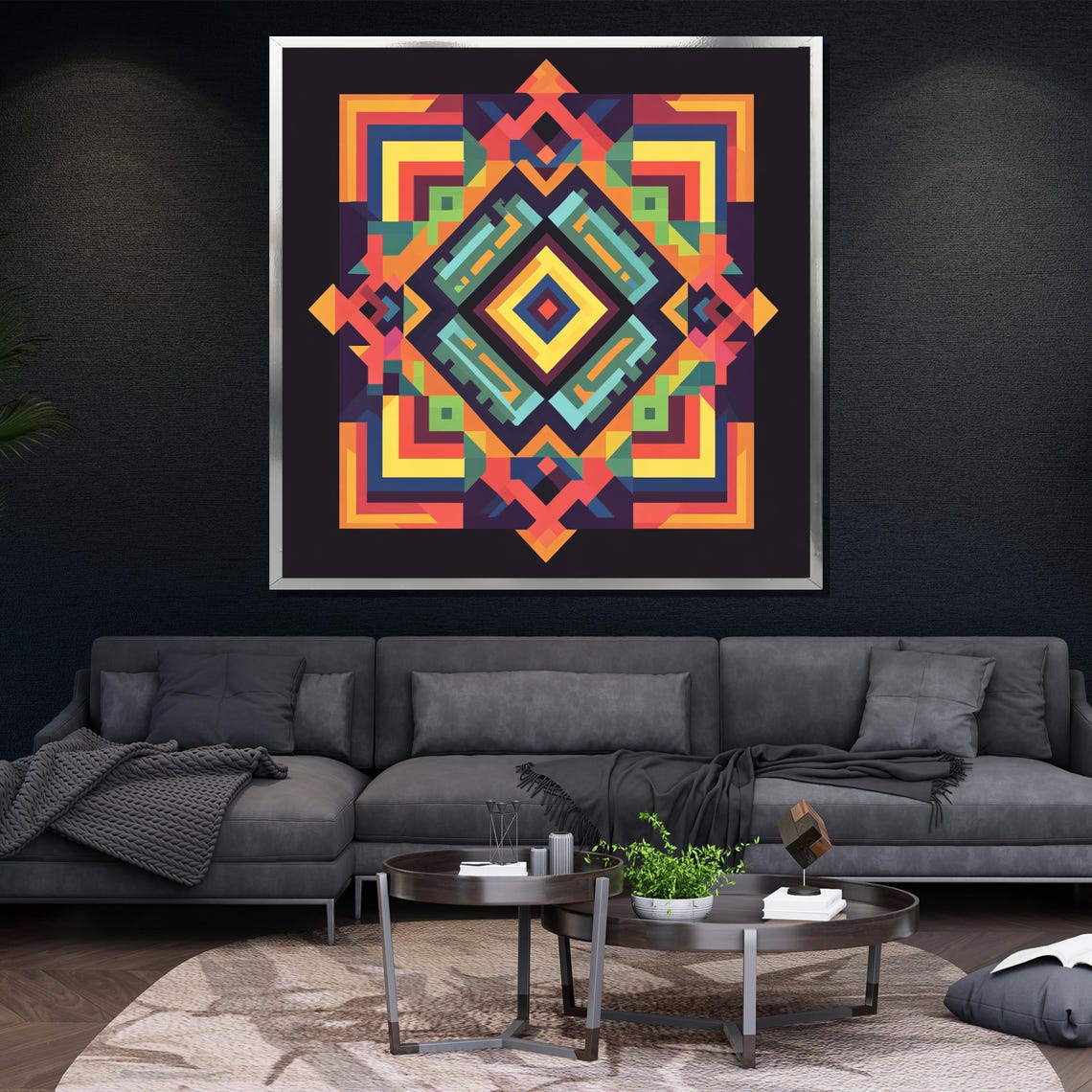 Colorful Geometric Abstract Painting Modern Wall Art Unique Gift For Living Room Bold Home Decor Large Statement Piece - Image 4