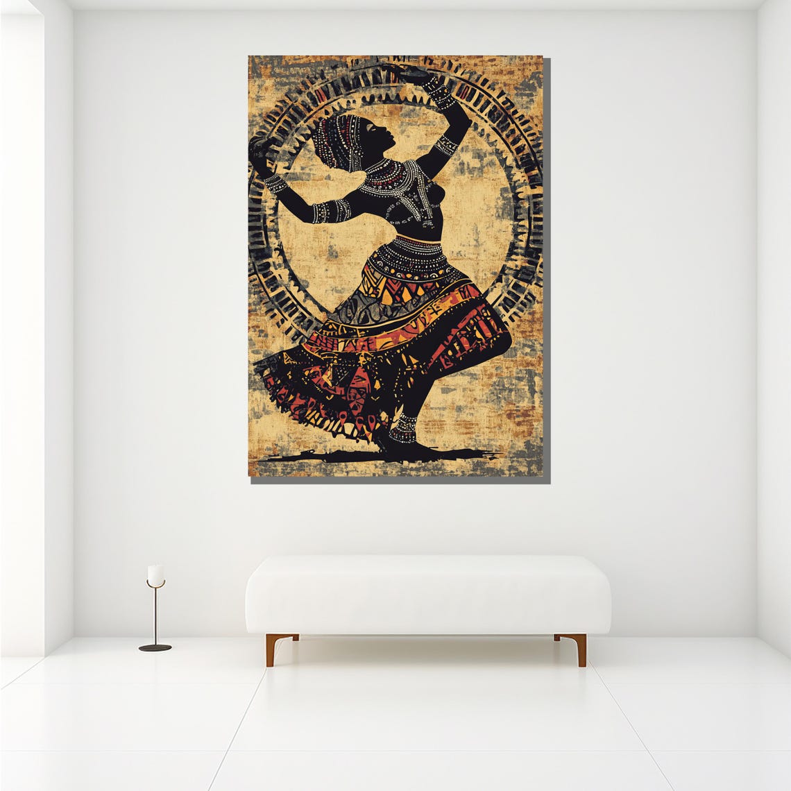 African Tribal Dancer Silhouette With Beaded Jewelry Art Poster - Image 2