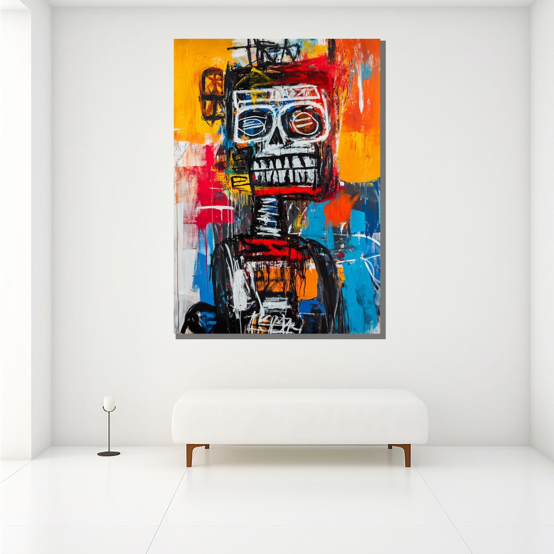 Abstract Skull Painting Bold And Colorful Wall Art For Modern Home Contemporary Art Gift - Image 2
