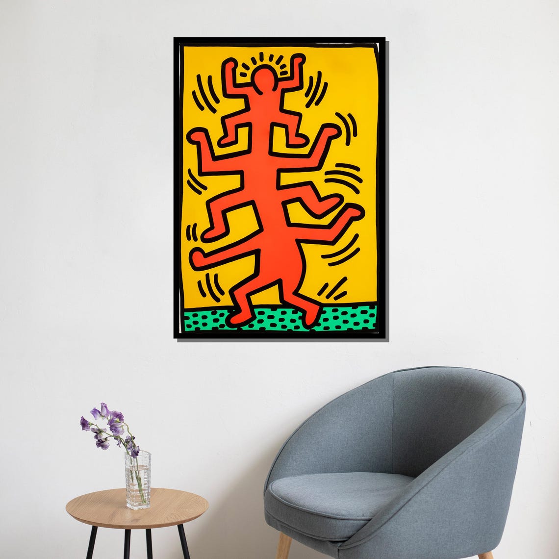 Vibrant Red And Yellow Pop Art Modern Wall Art With Bold Figures For Home Decor Or Gift - Image 5