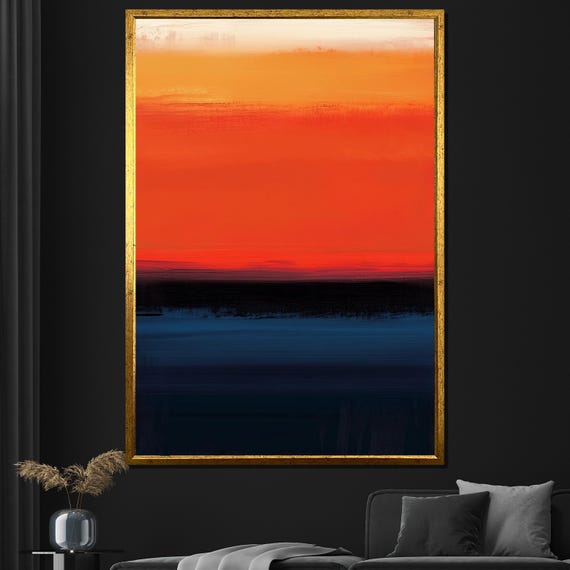 Mark Rothko Painting Sunset Red And Blue Abstract Art Modern Wall Decor Mid Century Gift Large Artwork
