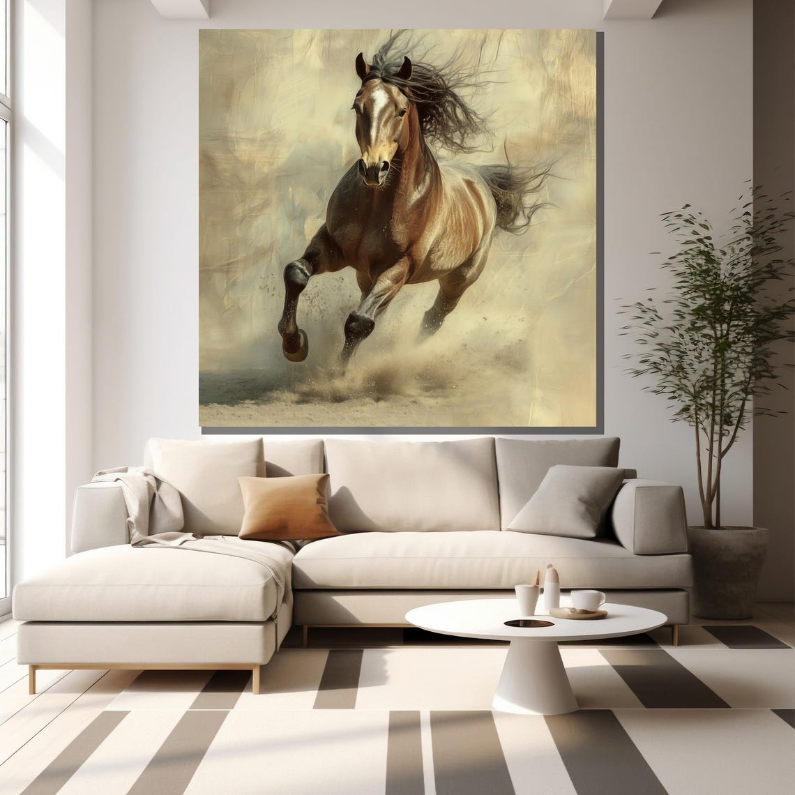 Brown Horse Galloping Dust Elegant Wild Stallion Speed Wall Art - Image 2