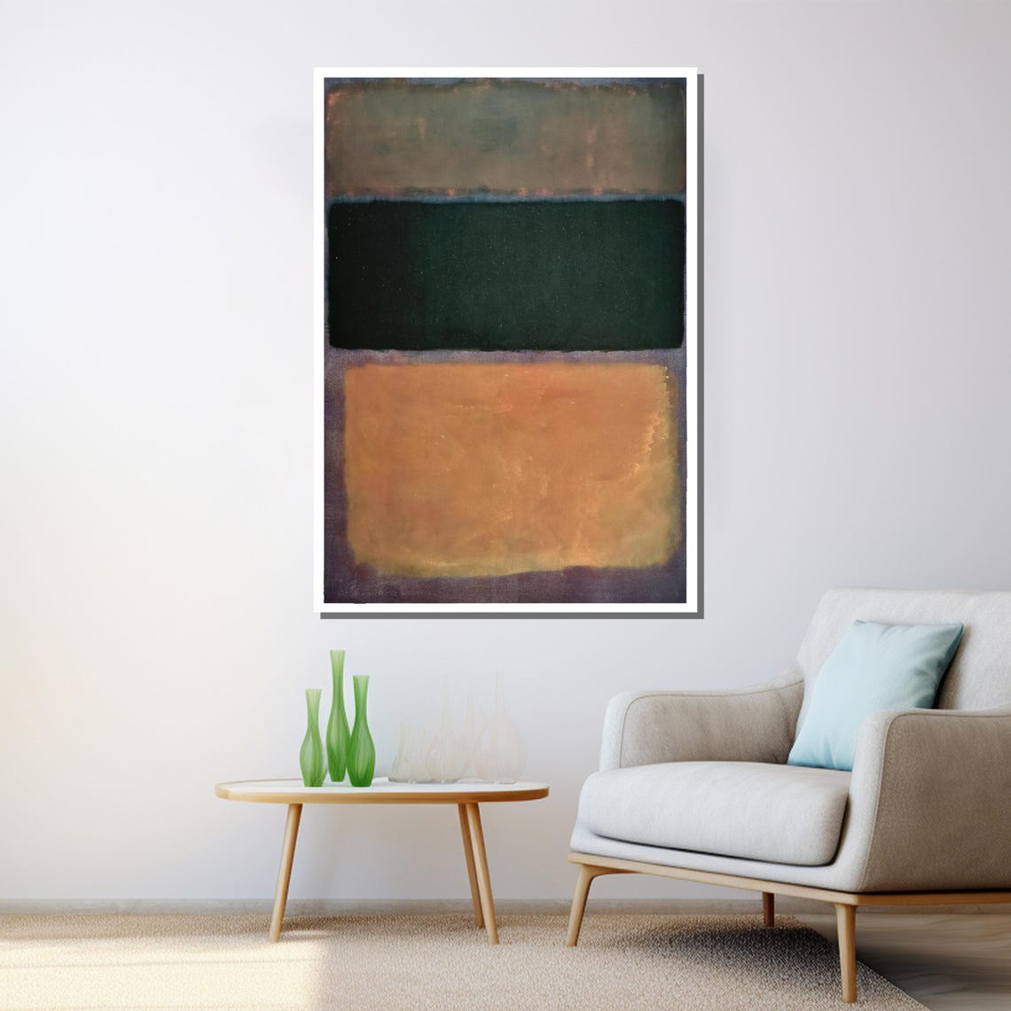 Mark Rothko Calm Green Tan Minimalist Color Field Abstract Print - Image 3