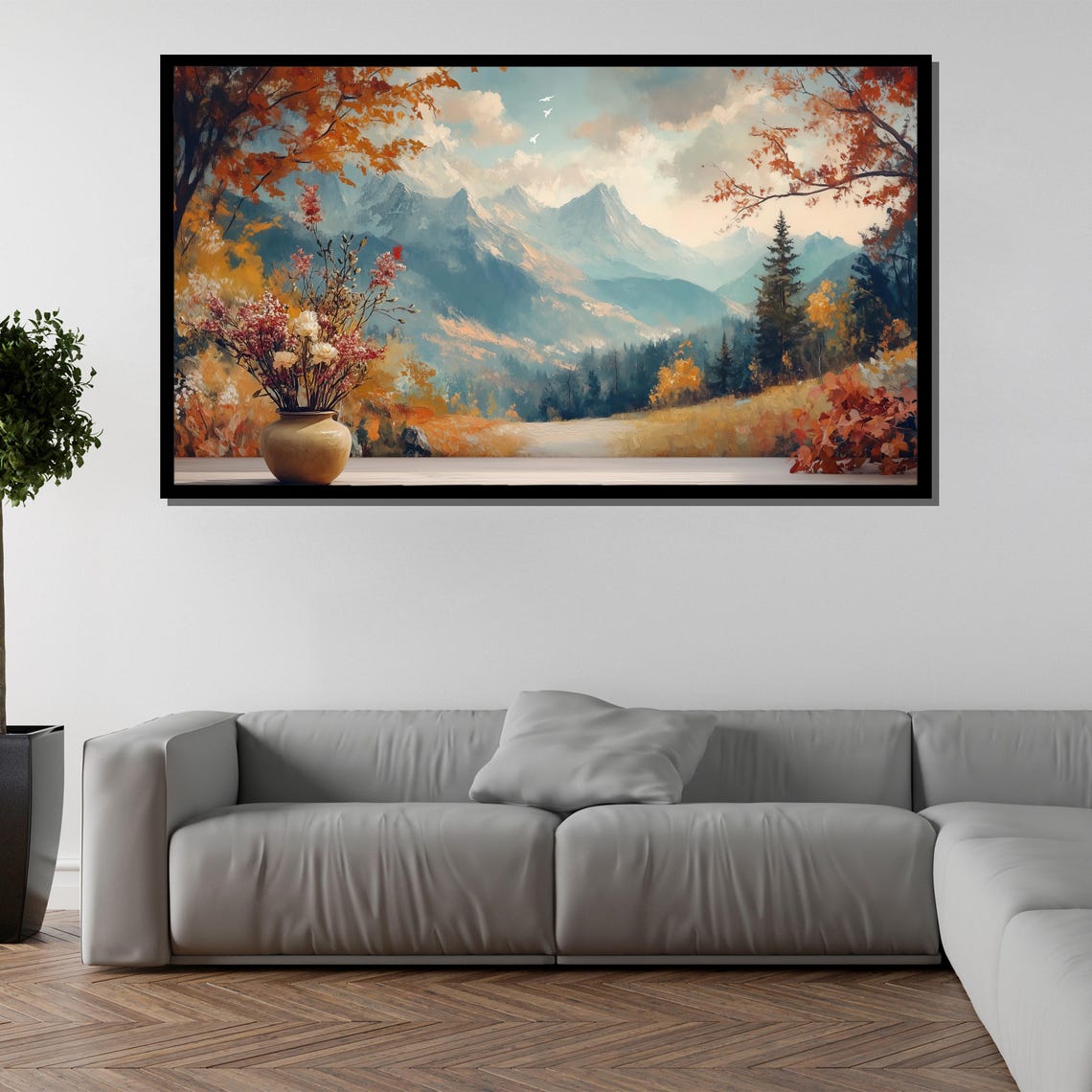 Vase Autumn Flowers Mountain Meadow Fall Colors Still Life Poster - Image 5