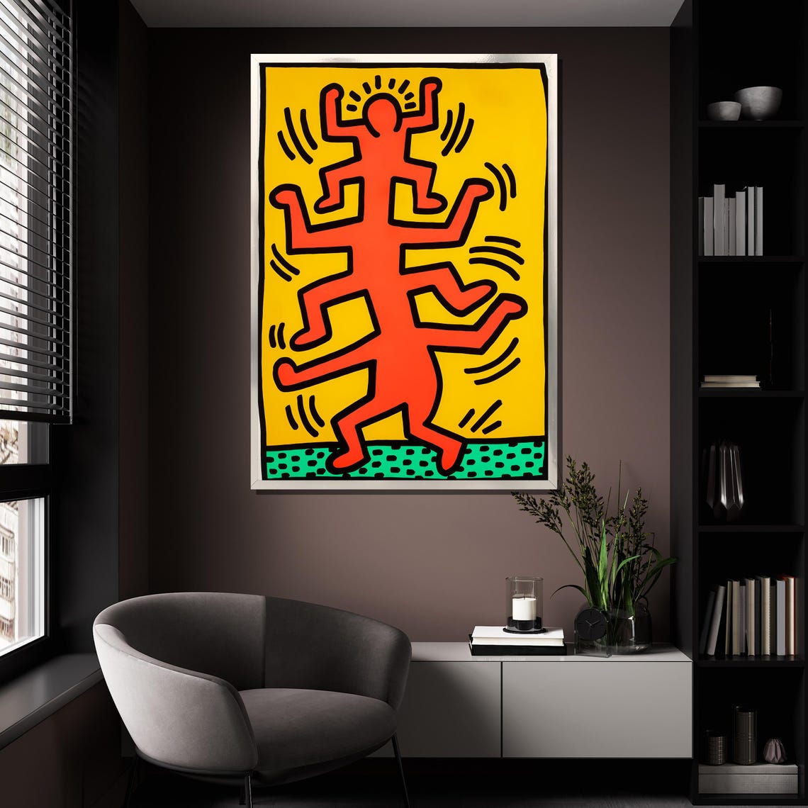 Vibrant Red And Yellow Pop Art Modern Wall Art With Bold Figures For Home Decor Or Gift - Image 4