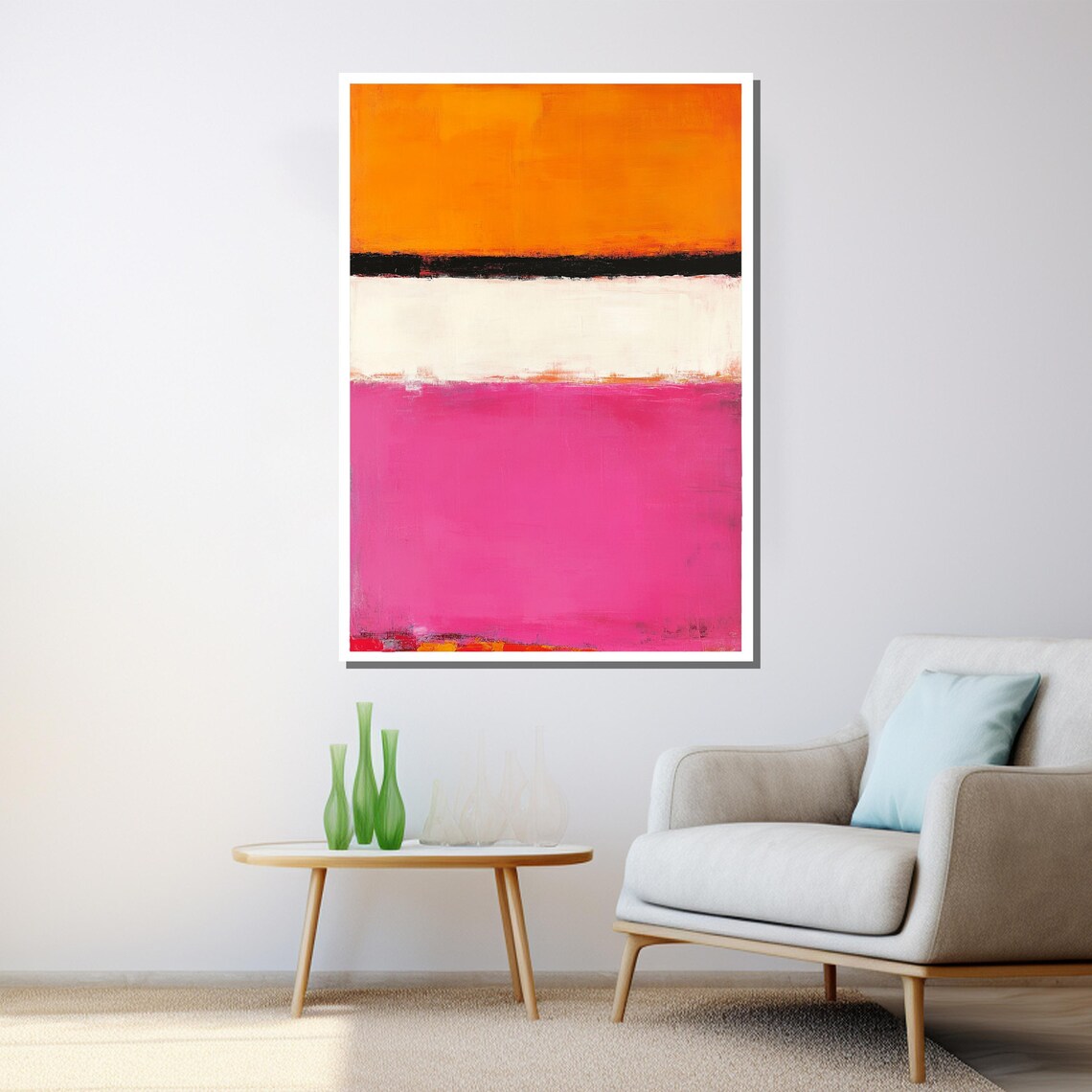 Mark Rothko Painting Orange Pink And White Abstract Artwork Modern Art Gift For Wall Decor - Image 3