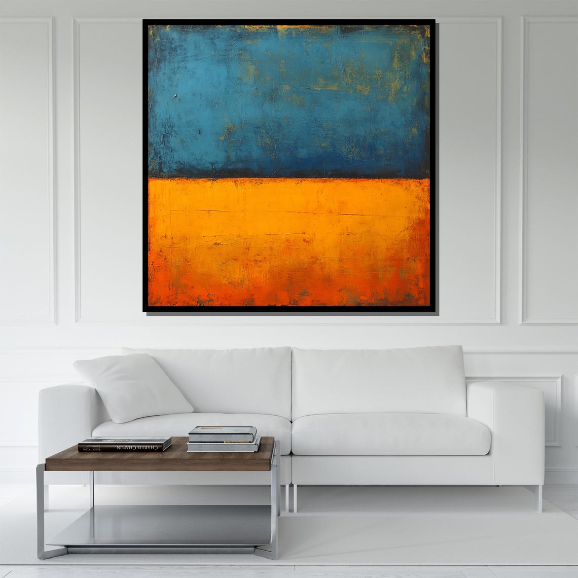 Mark Rothko Raw Blue Orange Textured Color Field Abstract Print - Image 5